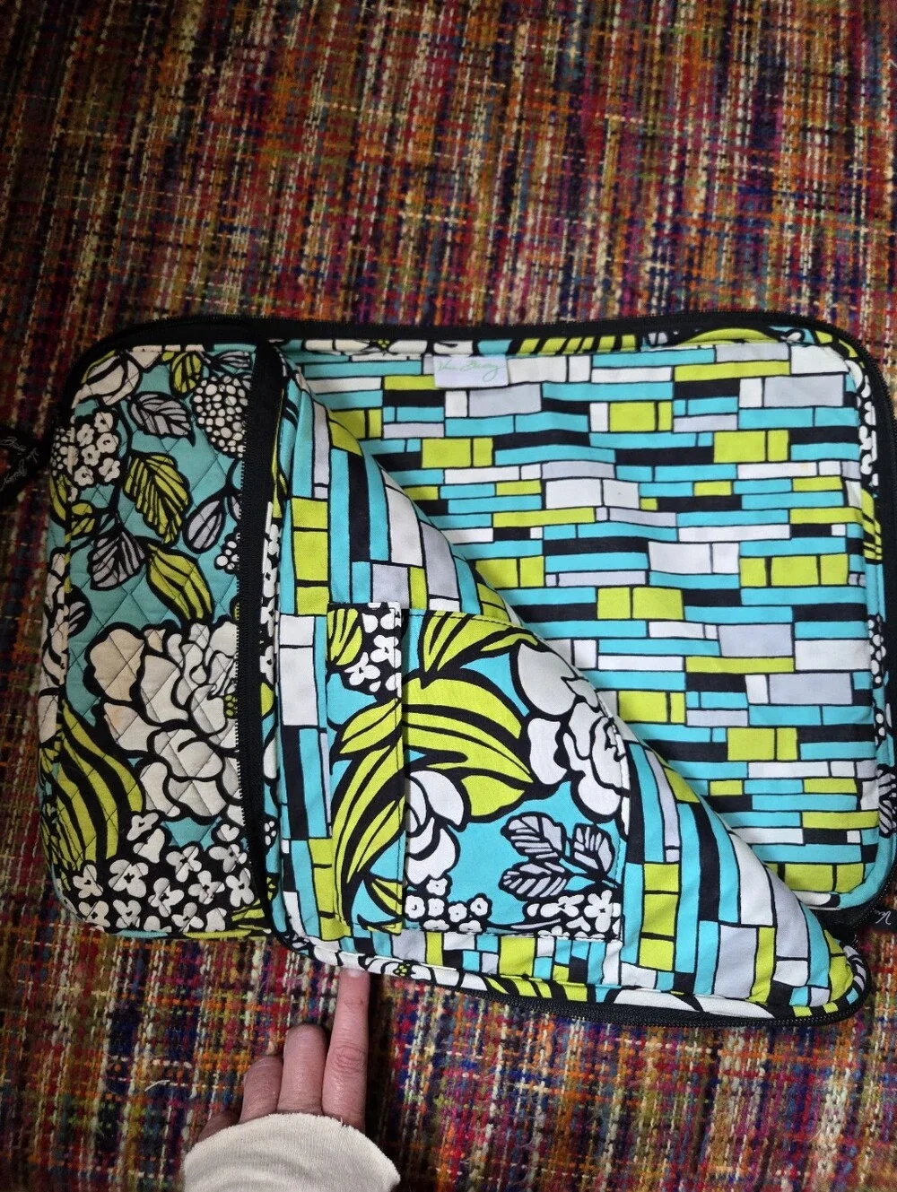 Vera Bradley Floral Quilted Laptop Sleeve in Turquoise